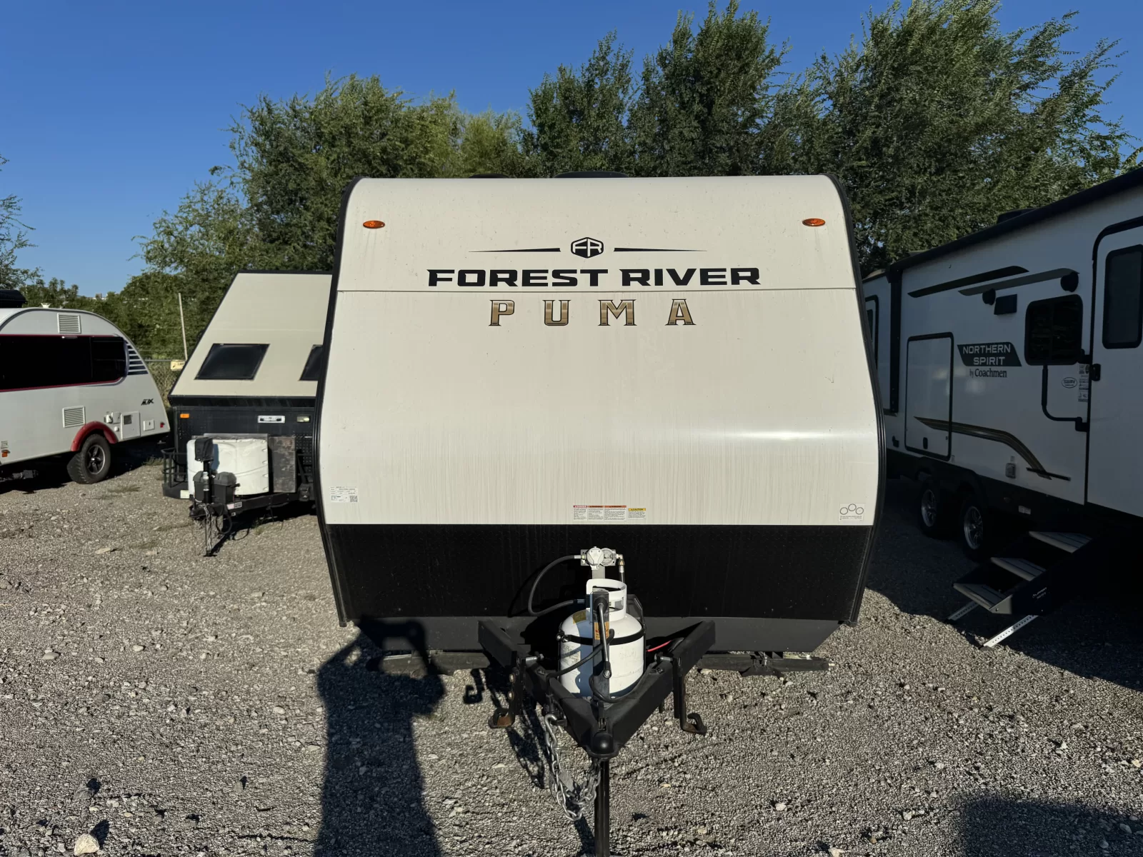 2025 Palomino Puma 16BHC travel trailer front exterior available at Bell Camper Sales in Bartlesville, Oklahoma