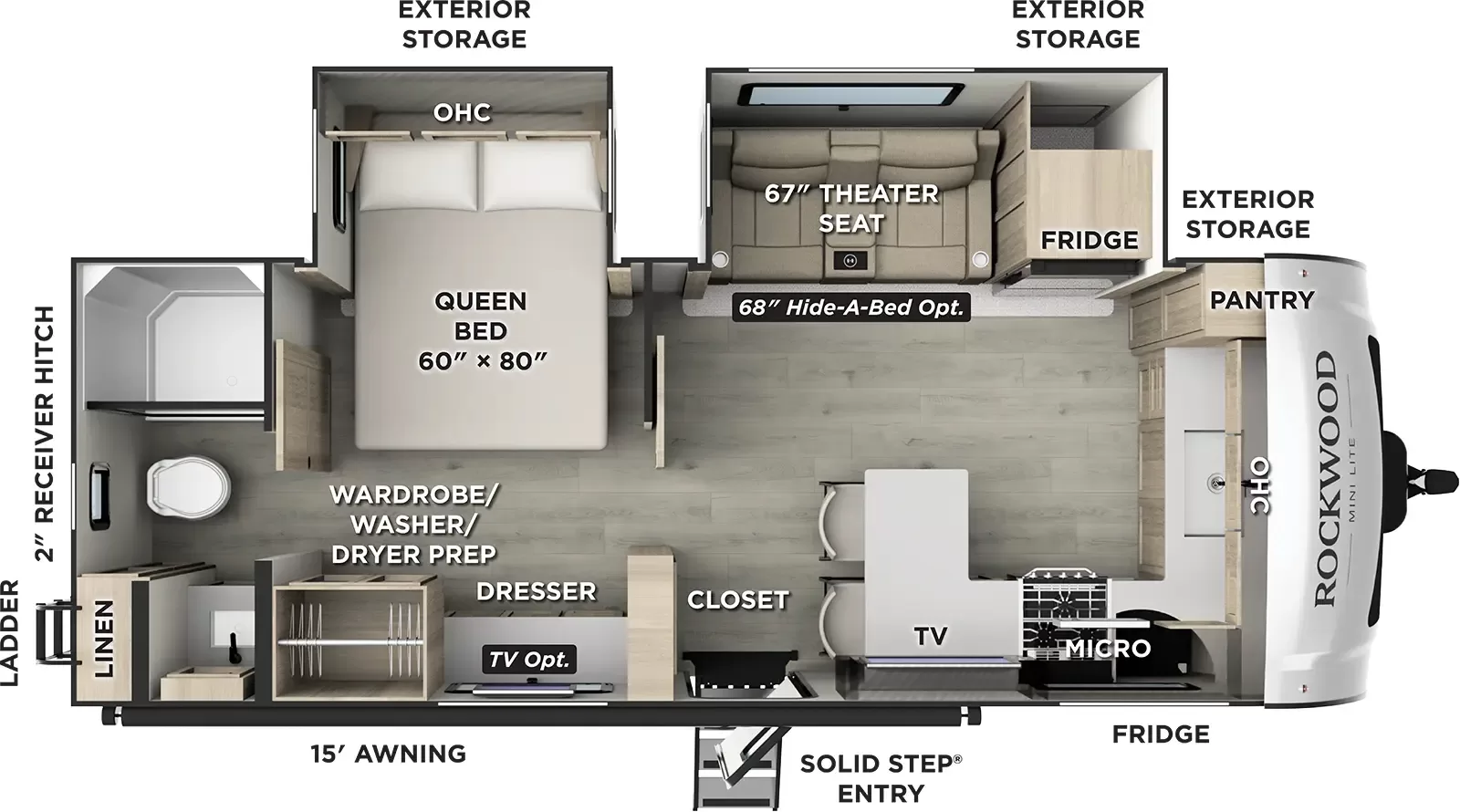 2027 Rockwood Mini Lite 2523MBR travel trailer full view available at Bell Camper Sales in Bartlesville, Oklahoma
