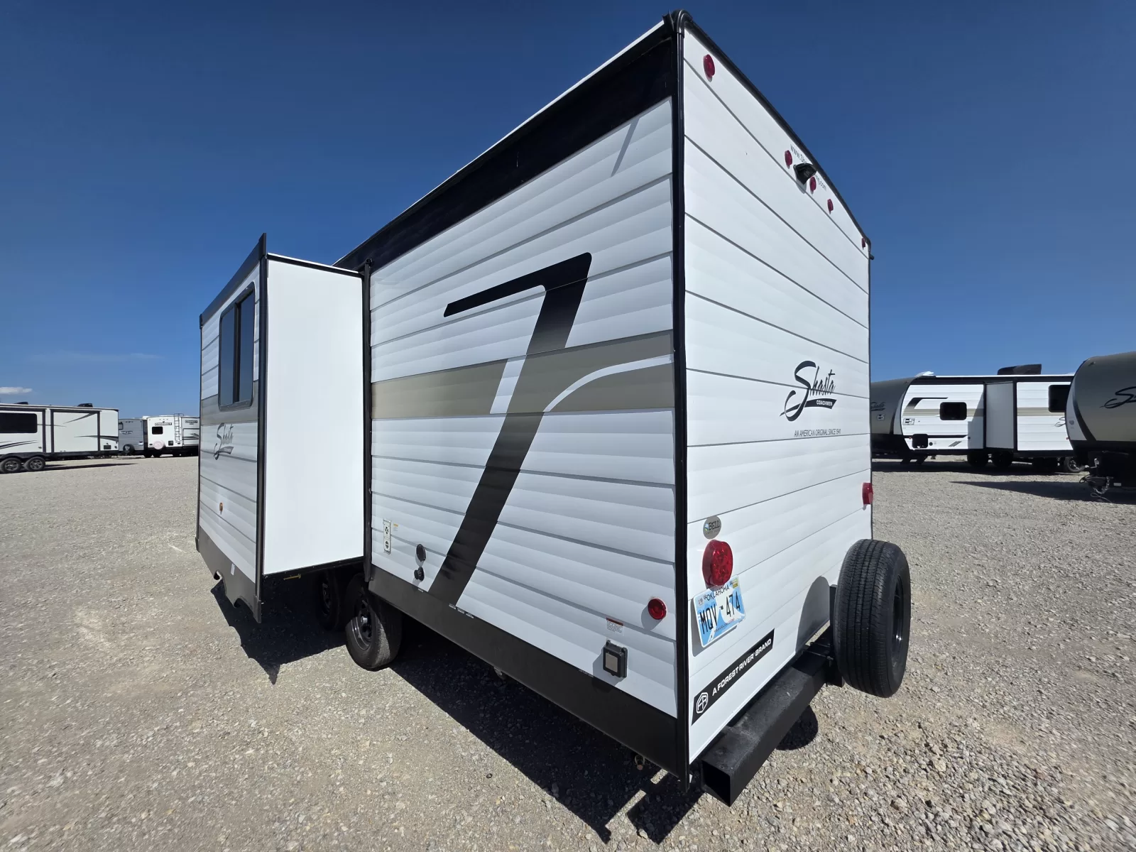2027 Shasta Oasis 525RS B2 travel trailer bedroom available at Bell Camper Sales in Bartlesville, Oklahoma